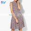 Latest fashion dress 2016 women clothing Designs Gathered Waist Frill Sleeve Midi Dress