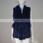 SJ324-01 Woman Apparel Winter Raccoon Trim Dark Blue Rabbit Vest