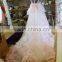 Princess Wedding Dress ball gown Royal Length Train Bateau Lace Organza Tulle with Flower Lace bridal gown P099