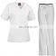 Durable hospital white design nurse uniform / V-Neck designer medical scrubs