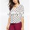 dot print new model scoop neck casual blouse for women wholesale