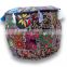 Round Patchwork Embroidered Multi Ottoman Pouf Bohemian Indian Decorative Pouf Cover