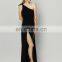 T-JP509 One-Shoulder Open Fork Black Jersey New Design Jumpsuits Women