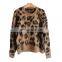 TWOTWINSTYLE Print Leopard Sweater Women O Neck Long Sleeve Knitting Pullover Tops Oversized