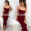 New Party Wear Ladies Solid Color Sexy Sling Skirt Pleated Banquet Elegant Women Long Dress
