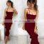 New Party Wear Ladies Solid Color Sexy Sling Skirt Pleated Banquet Elegant Women Long Dress