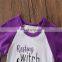 Girls purple ruffle Sleeve tops Boutique Kids Icing Raglan shirt letter print