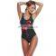 Hot sale swimsuit Come here daddy letter print split plain women one piece swimwear bikini