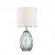 Nordic sky blue elegant modern custom restaurant hotel home decor cheap glass table lamps with logo