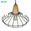Retro Industry Unique Design vintage Indoor Iron Cage Cone Shape Wooden Pendant Lamp