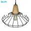 Retro Industry Unique Design vintage Indoor Iron Cage Cone Shape Wooden Pendant Lamp