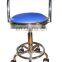 High quality round PU leather seat height adjustable bright color lab chair stool with wheels