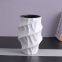 Irregularity Paper Folding Whirlwind Gear White Custom Made Ceramic Vase Bottle Art Decoration