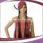 fashionable hat with fake long micro braid hair wig attached