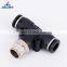 Male Branch Tee One Touch Push In To Connect T shape Male Thread Pneumatic Fitting
