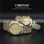 CHENXI 004A Married 2 Tones Couple Watches Stainless Steel Quartz Analog Lover's Diamond Numeral Men Women Wristwatches