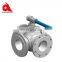 3 way motorized electric hydraulic long handle high pressure 304 stainless steel 2 pieces ball valve