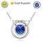 nickel plating blue crystal round shape necklace