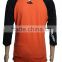 Men's Cotton jersey crew neck 3/4 length raglan sleeve t shirt