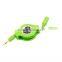 Manufacturer supply retractable 2 male to 1 female audio cable