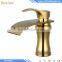 Wholesale And Retail Luxury Elegent Golden Basin Sink Faucet Single Lever Waterfall Basin Mixer Taps