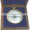 NAUTICAL VINTAGE BRASS POCKET COMPASS WITH POLISH WOODEN CASE 13509