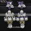 fashion high quality ltalian jewelry silver hanging diamond flower pearl earring