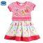 (h6071y)Salmon 2-6Y new model girl dress flower baby girl summer dress stripe girls floral print dress with short sleeves