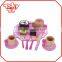 Pink Cutting Game Playset Wooden Toy Tea Set Miniature Wooden Toys For Kids