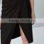 Custom Slit With Buckle Women Black Faux Suede Wrap Skirt