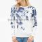 Wholesale latest fashion sweet flowers loose long sleeved sweater