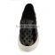 Wholesale Cowhide Leather Rubber Outsole Flat Heel Lady Fashion Black Casual Shoes