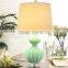 modern style hot sale home goods decor teal glass lamps with gourd shape and barrel fabric shade for reading SAA UL