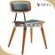 Commercial furniture steel frame bistro chair solid plywood seat and back wood legs bistro chair