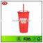 Eco 20 Oz Translucent insulated plastic tumbler bottle with straw