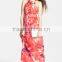 New design Printing dress off shoulder tunic long evening dress