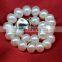 7.5 - 8.5mm alloy plated 18k gold cultured white freshwater off round pearl bracelet