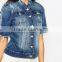 Wholesale Denim Jackets Cropped raw hem sleeves