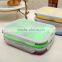 Collapsible silicone lunch box with serving tool/square shape foldable silicone lunch box