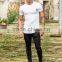 Hot Sale White 96% Cotton 4% Elastane Mens Short Sleeve Longline T-Shirt Black Long Drop Curved Hem T Shirt Fitted Gym T Shirt