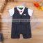 2017 Newest Gentleman Plain Black Baby Rompers One-piece Suit