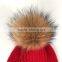 Myfur Wholesale Fashion Winter Knitted Scarf with Raccoon Fur Pompom