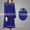 Lovely Girls Fashion Clothing Long Sleeve Floral Printed Women Dresses Navy Blue Pleated Top Tunic