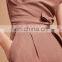 Fashion Cap Sleeves cut-out Linen Blend deep v neck wide-leg women Jumpsuit