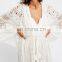 Natural Touch Fashion White Mesh Cotton Long Women Kimono Cardigan