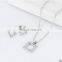 Luxury Square Jewelry Sets white golden zircon top quality Engagement Necklace Earring silver bridal jewelry sets