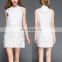 OEM Service Cheap High Collar Pleated Embellishment Plain Design Women Mini Summer Dress