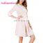 Latest Design Pink Long Sleeve Knee Length One Piece Dresses For Fat Girls