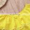 Baby Girl Yellow 2pcs Outfit Summer Clothing Set Lotus collar romper & lemon print shorts for 3-18M