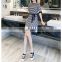 Summer 2020 new loose women's contrast color stripes mid-long short-sleeved ice silk knitted dress factory direct sales